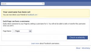 facebook username page screenshot