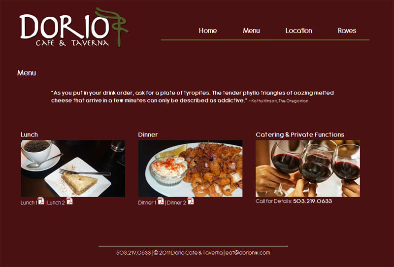 Menu Page