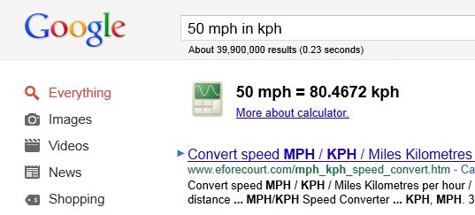 Google Unit Conversions